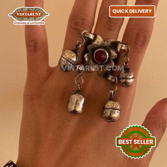 Afghan vintage ring, Afghan Bells Ring, Kuchi Jewelry, Afghan Earrings - Picture 1 of 5